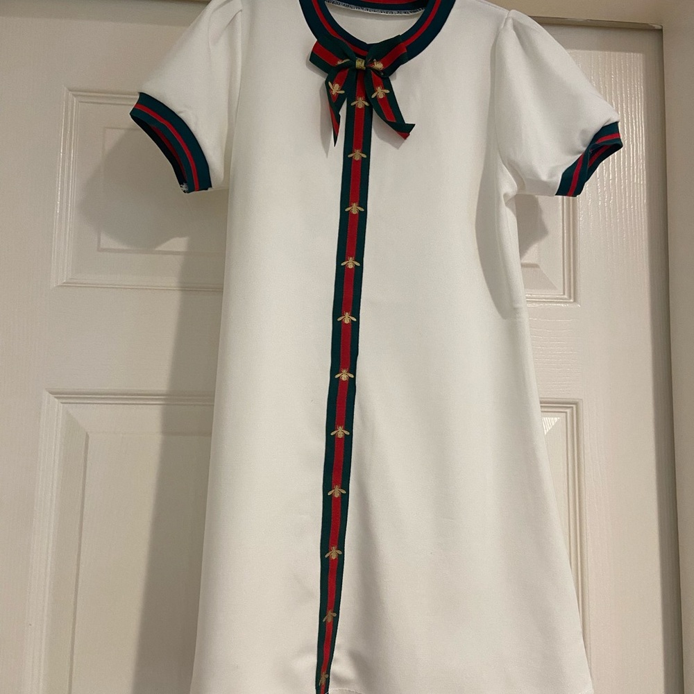Elegant White Kids Dress with Ribbon Detail